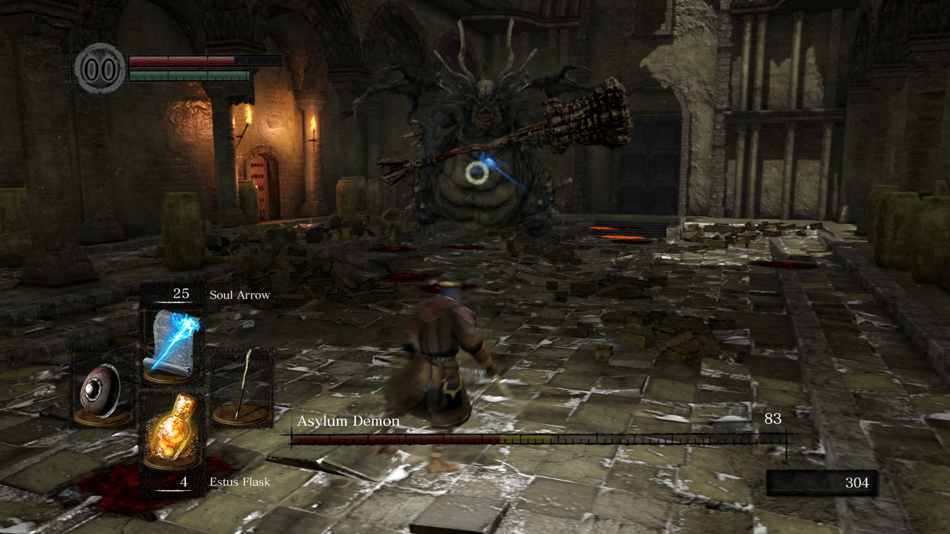 Dark Souls screenshot - warrior fighting a demon